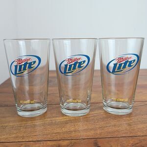 Lot 3 Miller Lite "Taste Activator" Beer 16 Ounce Pint Glass Drinking Glasses